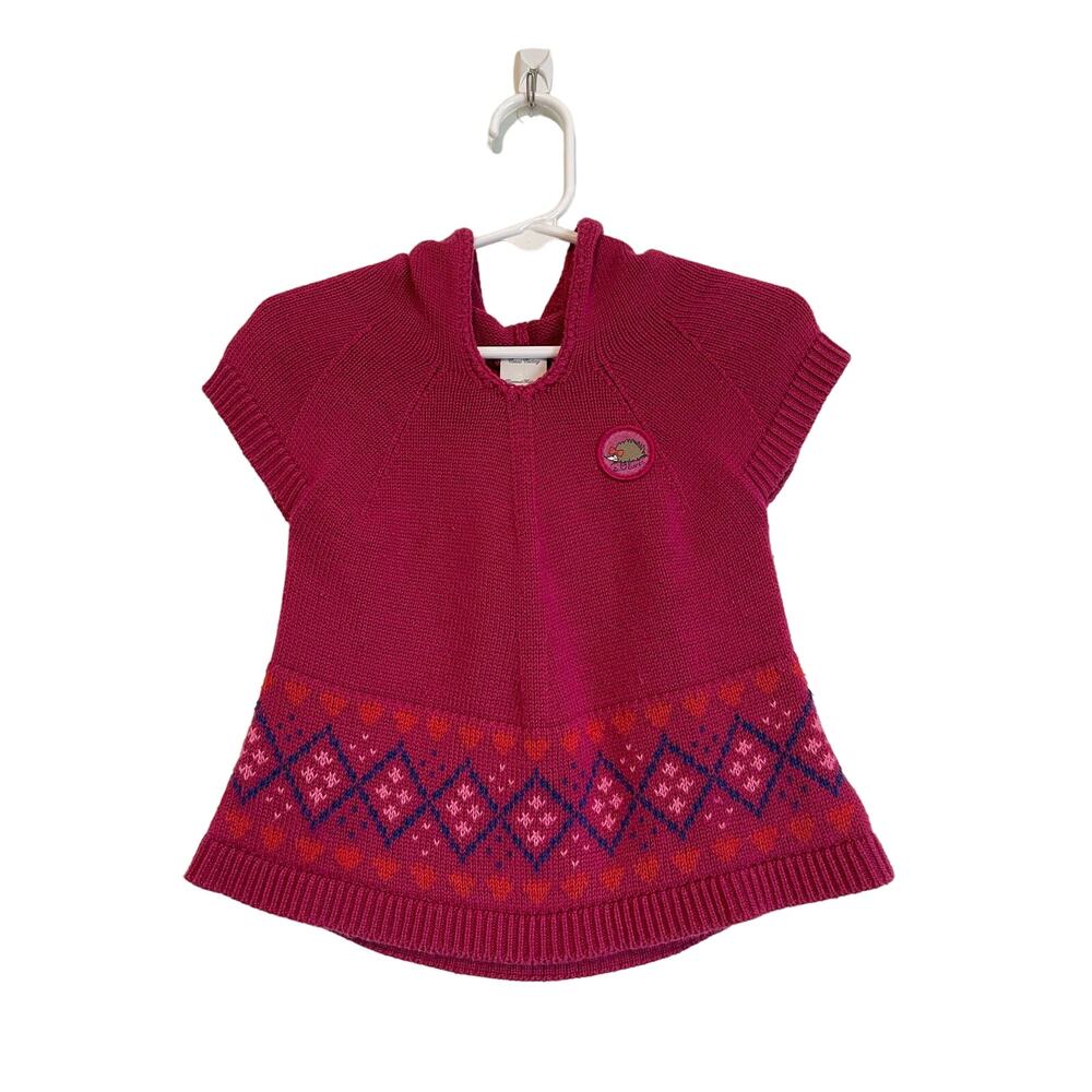 S. Oliver purple hooded sweater short sleeve logo fair isle colorful 12-18 mo.